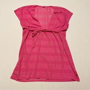 La Vie En Rose Pink Mesh Beach Cover-Up Size Large